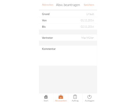 Zeiterfassung per App - Abwesenheiten